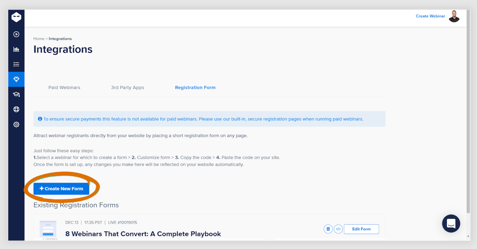 Create New Form button