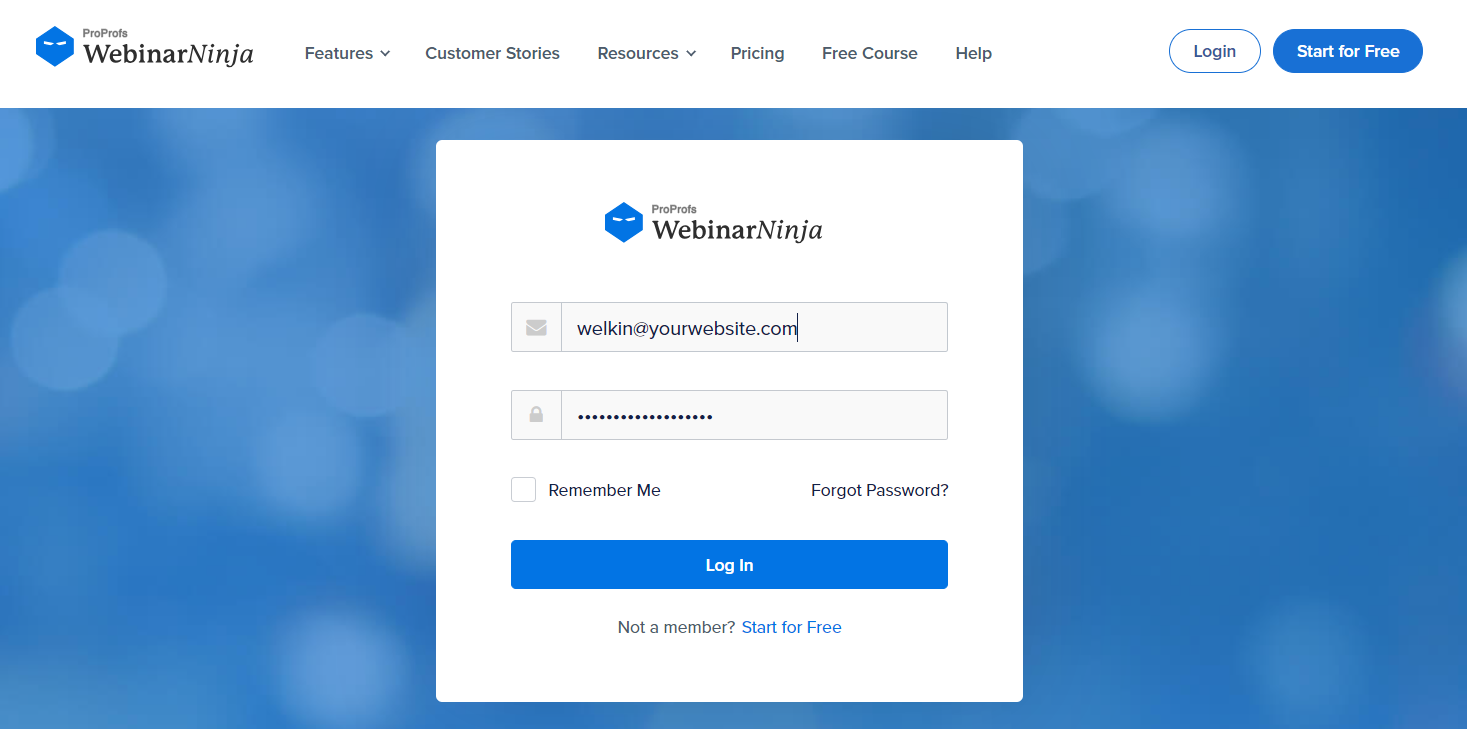 Log in to your WebinarNinja