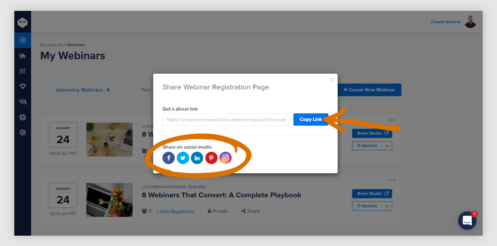 copy registration link